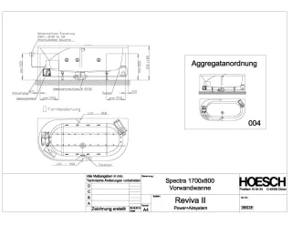 Hoesch Whirlwanne Spectra Vorwand 1700x800 mit System Reviva II Power+ Air 3663E.010305004