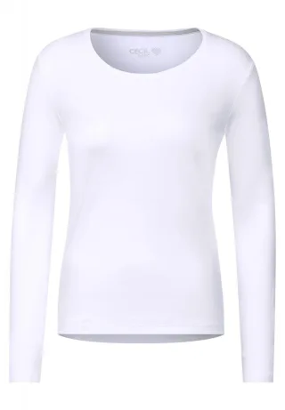 Cecil - Basic Langarmshirt weiß - Gr. - XL