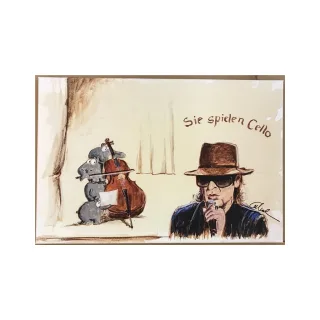 Otto Waalkes Druck auf Leinwand "Sie spielen Cello" 2018 limitiert...