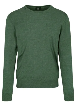 COMMANDER Finest Clothing - Rdh.-Pullover, uni dark khaki mel. - Gr. - L