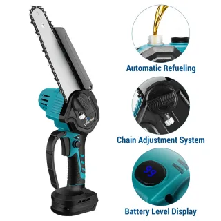 Drillpro 8-Inch Brushless Electric Chainsaw Cordless Rechargeable Fast-Cutting Woodworking Garden Pruning Tool Suitable