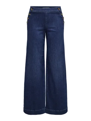 ONLY - ONLMADISON HW BUTTON WIDE DNM GEN533NOOS Dark Medium Blue Denim - Gr. - 30/30