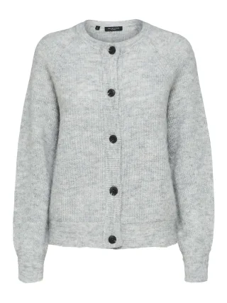 SELECTED WOMEN - SLFLULU LS KNIT SHORT CARDIGAN NOOS light grey melange - Gr. - XXL