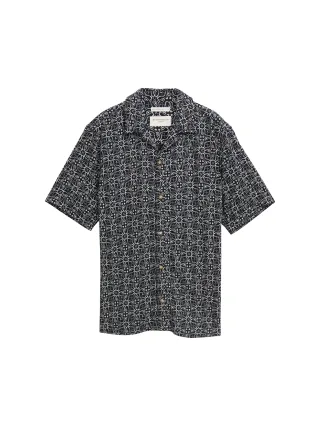 Tom Tailor - Comfort Fit Kurzarmhemd im Hawaii-Look navy mosaic design - Gr. - XXL