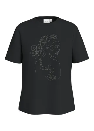 VILA - VISYBIL STICHED S/S O-NECK T-SHIRT/LC black beauty - Gr. - S