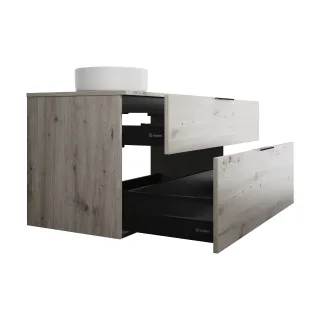 Burgbad Keramik Waschtisch-Set Eqio Eiche Dekor Silber/Alpinweiss, SGUN120LF6015C0001 SGUN120LF6015C0001