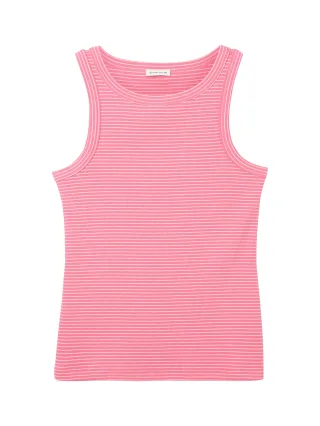 Tom Tailor - Gestreiftes Top mit Rippstruktur pink offwhite stripe - Gr. - S