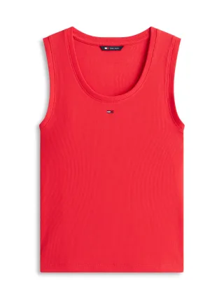 Tommy Jeans - Geripptes Slim Fit Tanktop rot - Gr. - S