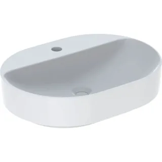 Geberit VariForm Aufsatz-Waschtisch, elliptisch mit Hahnlochbank, 60x45cm, ohne Überlauf, 500778012 500778012