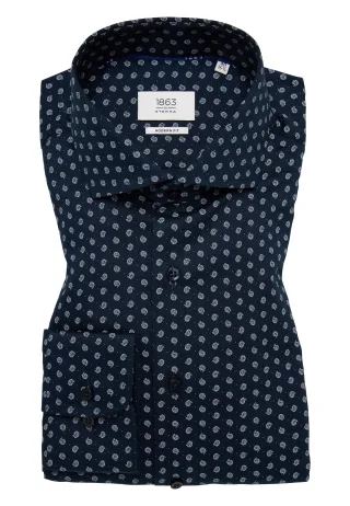 ETERNA - Hemd Dobbydesign Langarm navy - Gr. - 42/Langarm - 65cm