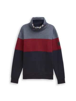 Tom Tailor - Snood Sweatshirt mit Colour Blocking cabarnet bordeaux red - Gr. - XL