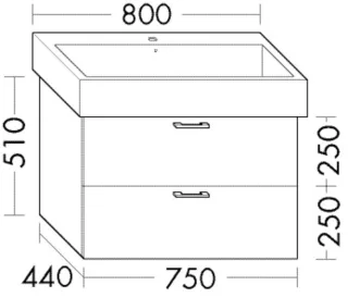 Burgbad Waschtischunterschrank Sys30 PG4 Sana 510x750x440 Schilf Hochglanz, WUJH075F3362 WUJH075F3362