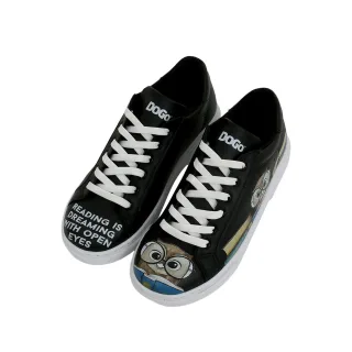 DOGO Sneaker "Ace Low-Top Sneaker The Wise Owl Black Damen Sneaker" Handgefertigt