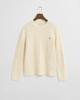 GANT - Lambswool Zopfstrick Rundhalspullover - Gr. - L