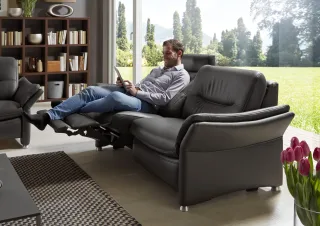 HUKLA 2,5-Sitzer "HU-SF15058 Ledersofa, Breite 194 cm" aus Leder, optional Kopfstütze u. WallAway-Funktion