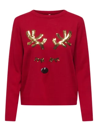 ONLY - Weihnachtspullover rot - Gr. - L