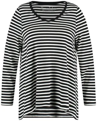 SAMOON - Streifenshirt schwarz - Gr. - 44