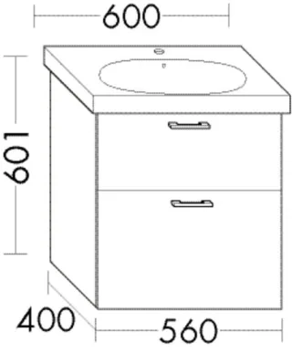 Burgbad Waschtischunterschrank Sys30 PG2 Echo 601x560x400 Eiche Dekor Silber, WVZJ056F6024 WVZJ056F6024