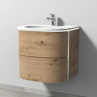 Sanipa 4balance Keramik-Set mit 2 Auszügen und LED-Beleuchtung, Eiche Natural-Touch, DL41185 DL41185