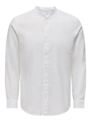ONLY&SONS - ONSCAIDEN LIFE LS LINEN BLEND MAO NOOS White - Gr. - XL