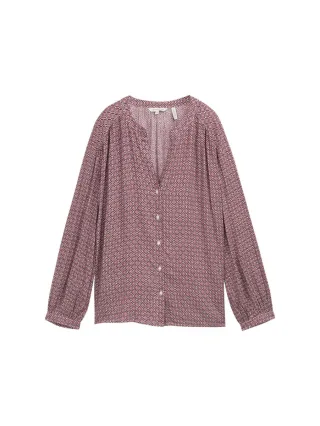 Tom Tailor - Loose Fit Bluse mit Muster rot - Gr. - 36