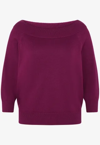 zero - Strickpullover mit Carmenausschnitt magenta purple - Gr. - 42
