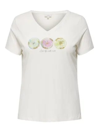 ONLY CARMAKOMA - CARTIRA LIFE SS V-NECK REG TEE JRS cloud dancer - Gr. - S-42/44