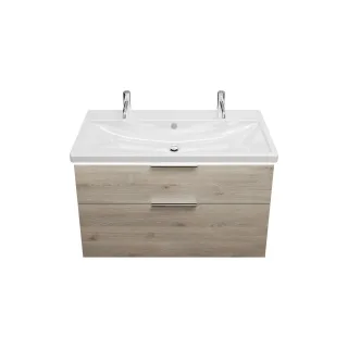 Burgbad Keramik Waschtisch-Set Eqio Eiche Dekor Flanelle/Alpinweiss, SEZB103F2632C0001 SEZB103F2632C0001