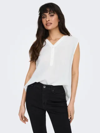 ONLY Blusentop "ONLJETTE – Blusentop mit V-Ausschnitt und Knopfleiste" regular fit, modisch, Web, Viskose, V-Ausschnitt