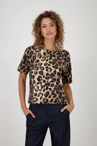 monari - T-Shirt mit Leopardenmuster cinnamon gemustert - Gr. - 38