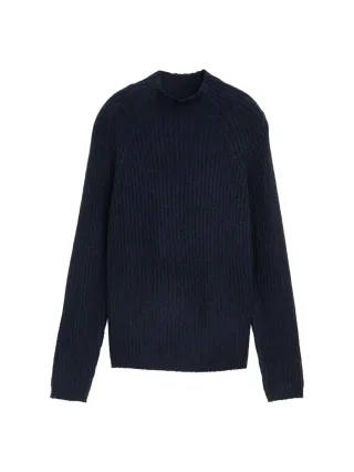 TOM TAILOR Denim - Relaxed Fit Strickpullover mit Stehkragen blau - Gr. - XS