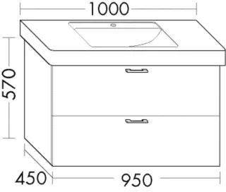 Burgbad Waschtischunterschrank Sys30 PG2 Echo 570x950x450 Weiß Hochglanz, WUCL090461 WUCL090461