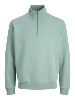 JACK&JONES - JJEBRADLEY SWEAT HALF ZIP NOOS Mineral Blue - Gr. - XXL
