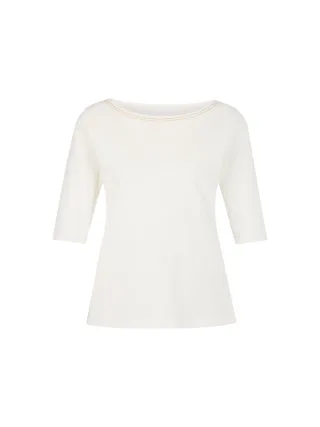 Marc Cain Collections - Halbarm-T-Shirt mit Schmuckband-Details off-white - Gr. - 40