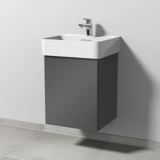 Sanipa 3way Waschtischunterbau zu Laufen VAL Waschtisch mit 1 Tür, Anthrazit-Glanz SF81979
