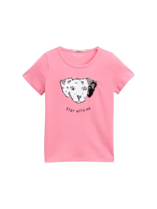 tom tailor kids - T-Shirt mit Wendepailletten sunrise pink - Gr. - 92/98
