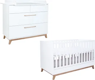arthur berndt Babymöbel-Set "Babyzimmer Set "Lina" 2-teilig" Spar-Set, Babymöbel-Set "Lina" bestehend aus Kinderbett und Wickelkommode, 2 Stk. tlg.