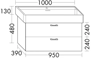 Burgbad Waschtischunterschrank Sys30 PG2 Echo 480x950x390 Eisblau Softmatt, WVZX095F3962 WVZX095F3962