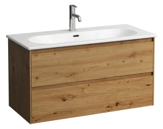 Laufen Waschtisch-Set Lua/Lani 455x1000x527 1 Hl m.Ül. 2 Schubl. Griffleiste We/Wildeiche H8600882671041