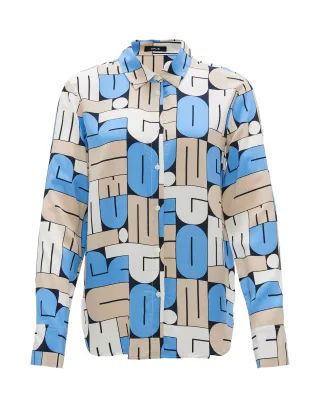 Opus - Bluse - Fumira beige/blau - Gr. - 34
