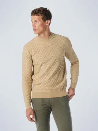 No Excess - Pullover Crewneck Jacquard Mix Knit Solid stone - Gr. - L