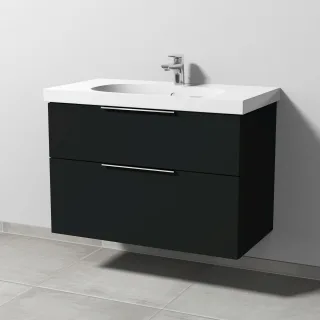 Sanipa 3way Waschtischunterbau zu Geberit Acanto Waschtisch mit 2 Auszügen, Vulkan-Matt UP4181V