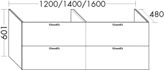 Burgbad Waschtischunterschrank Sys30 PG4 Sana 601x1400x480 Lichtgrau Hochglanz, WVAF140F3363 WVAF140F3363