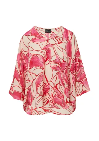 s.Oliver BLACK LABEL - Gemusterte Loose-Fit-Bluse beige/pink - Gr. - 44