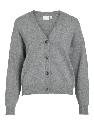 VILA - VIRIL V-NECK KNIT CARDIGAN - NOOS medium grey melange - Gr. - S