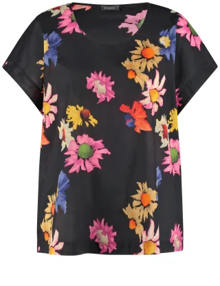 SAMOON - Bluse 1/2 Arm black gemustert - Gr. - 46