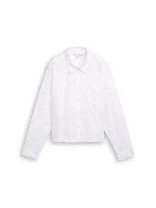 Denim Tom Tailor - Boxy Fit Hemdbluse mit Brusttasche white - Gr. - M