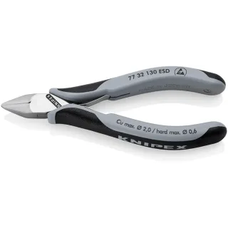 KNIPEX Elektronik-Seitenschneider ESD mit durchgestecktem Gelenk mit Mehrkomponenten-Hüllen 130 mm - 7732130ESD