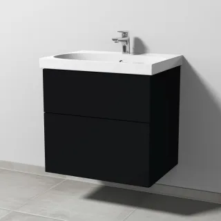 Sanipa 3way Waschtischunterbau zu Geberit Acanto Waschtisch mit 2 Auszügen, Schwarz-Matt SF41608