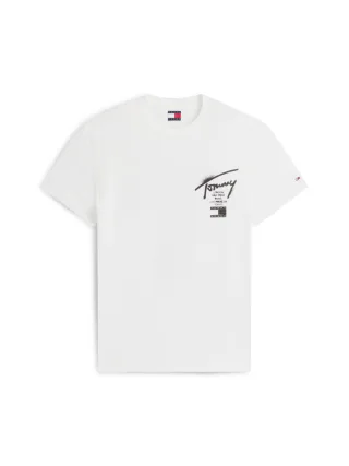 Tommy Jeans - Signature Jersey-T-Shirt mit Rückenlogo weiß - Gr. - S